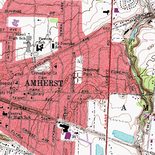 Topographic Map of Neiding Park, OH