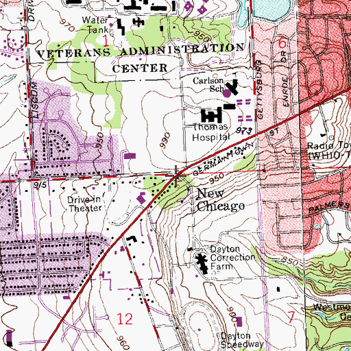Topographic Map of New Chicago, OH