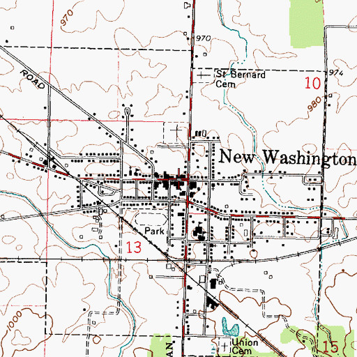 Topographic Map of New Washington, OH