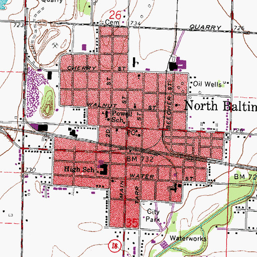 Topographic Map of North Baltimore, OH