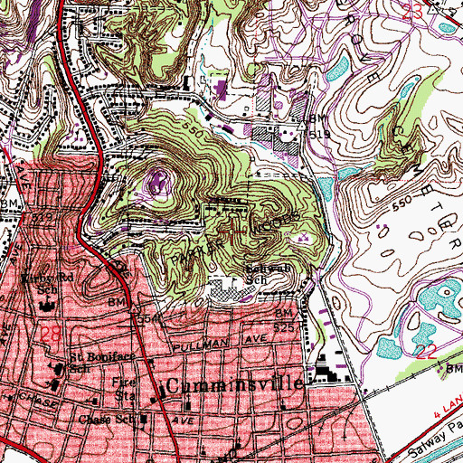 Topographic Map of Parker Woods, OH