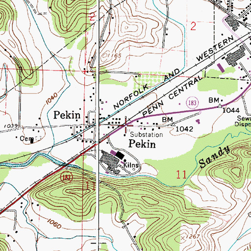Topographic Map of Pekin, OH
