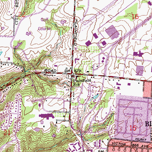 Topographic Map of Plainfields School, OH