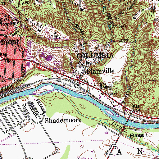 Topographic Map of Plainville, OH