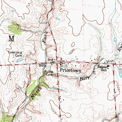 Topographic Map of Pricetown, OH