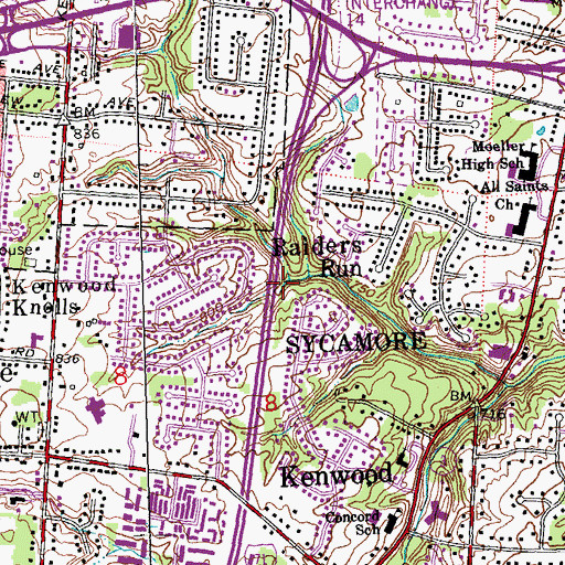 Topographic Map of Raiders Run, OH