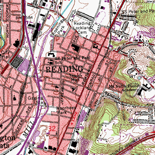 Topographic Map of Reading, OH