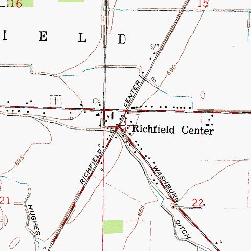 Topographic Map of Richfield Center, OH
