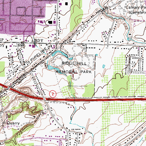 Topographic Map of Ridge Hill Memorial Park, OH