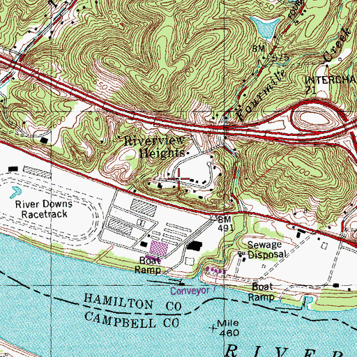 Topographic Map of Riverview Heights, OH