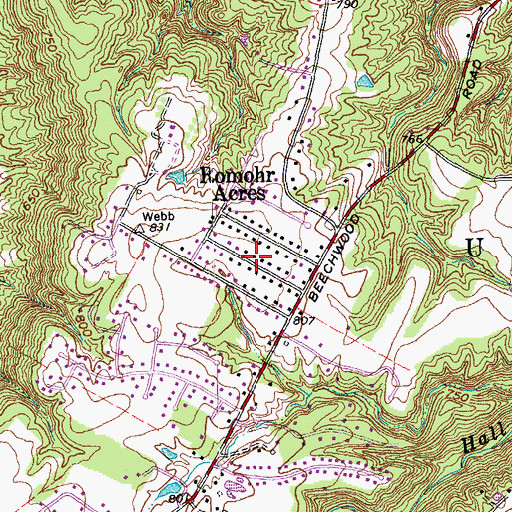 Topographic Map of Romohr Acres, OH