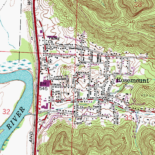 Topographic Map of Rosemount, OH