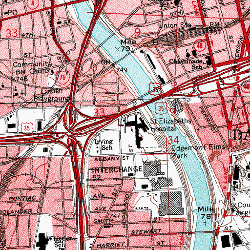 Topographic Map of Franciscan Medical Center (historical), OH