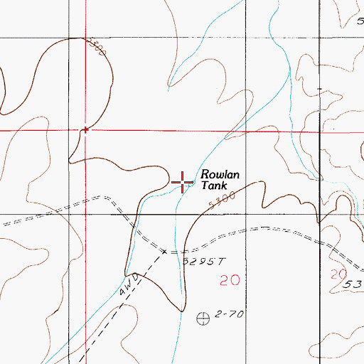 Topographic Map of Rowlan Tank, AZ