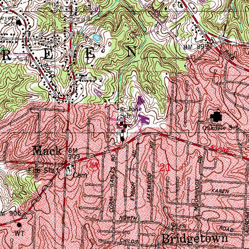 Topographic Map of Saint Jude School, OH