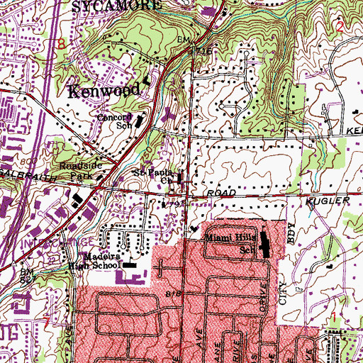 Topographic Map of Saint Paul United Methodist Church, OH