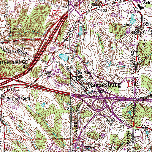 Topographic Map of Saint Pauls Church, OH