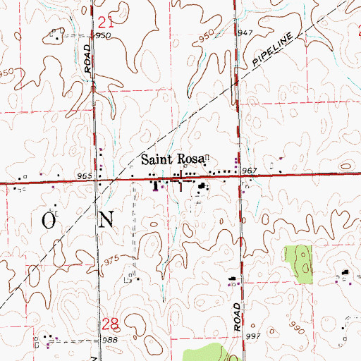 Topographic Map of Saint Rosa, OH