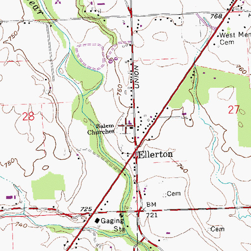 Topographic Map of Salem Churches, OH