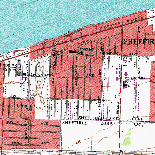 Topographic Map of Sheffield Lake, OH