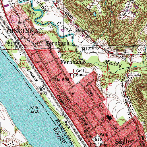 Topographic Map of Shorts Woods Golf Course, OH