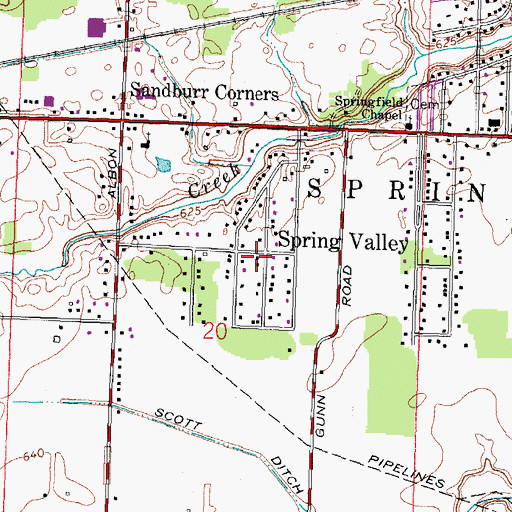Topographic Map of Spring Valley, OH
