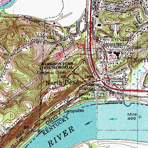 Topographic Map of State Cemetery, OH
