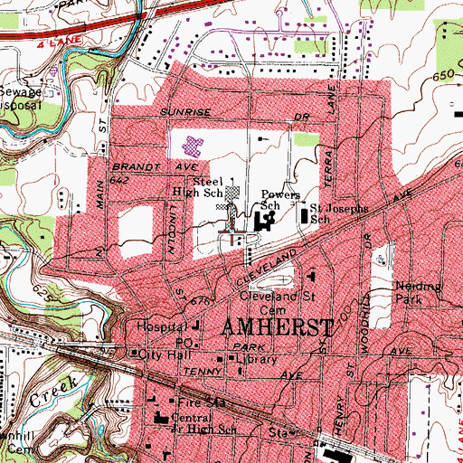 Topographic Map of Steel High School, OH