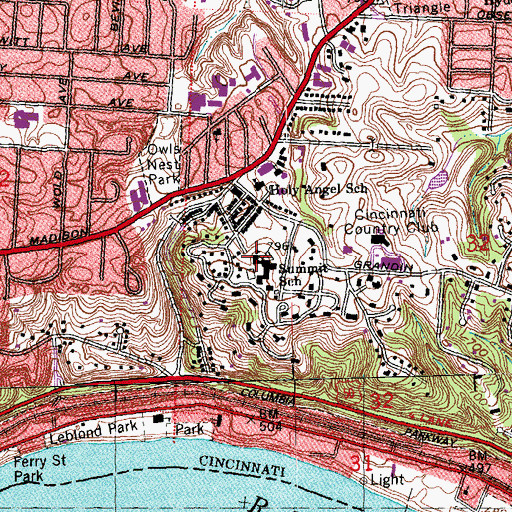 Topographic Map of Summit Country Day School, OH