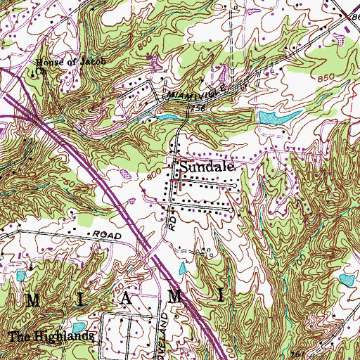 Topographic Map of Sundale, OH