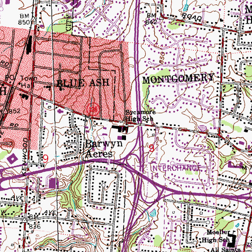 Topographic Map of Sycamore Junior High School, OH
