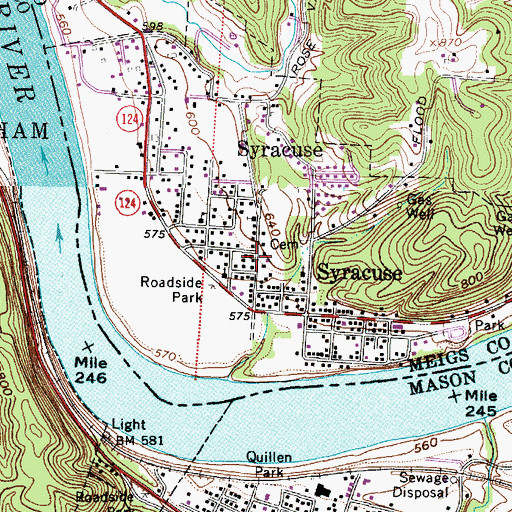 Topographic Map of Syracuse, OH