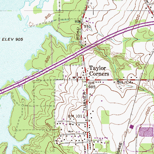 Topographic Map of Taylor Corners, OH