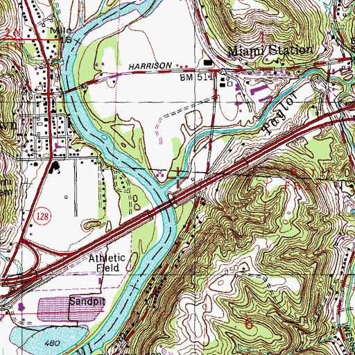 Topographic Map of Taylor Creek, OH