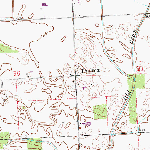 Topographic Map of Thelma, OH
