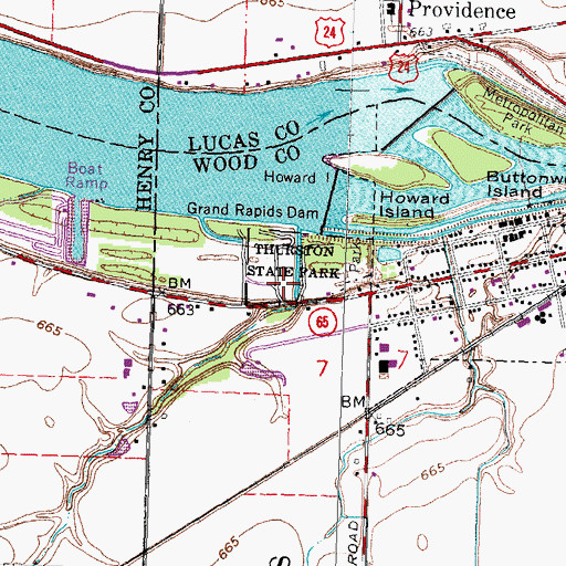 Topographic Map of Thurston State Park, OH