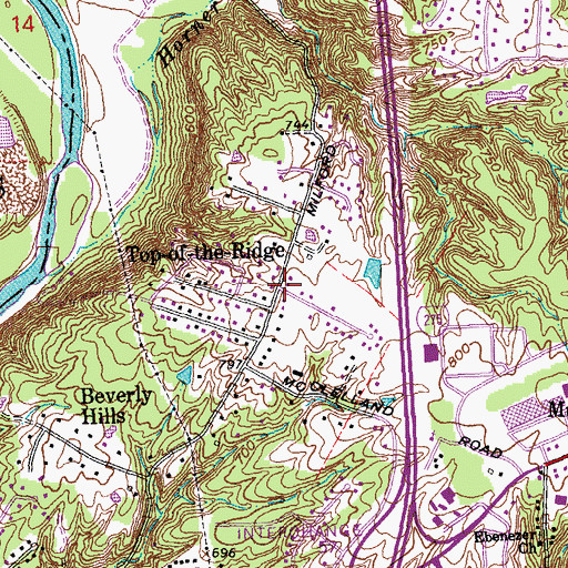 Topographic Map of Top-of-the-Ridge, OH