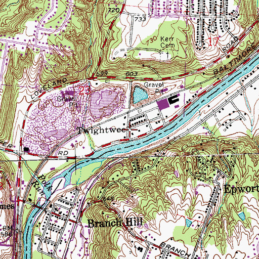 Topographic Map of Twightwee, OH