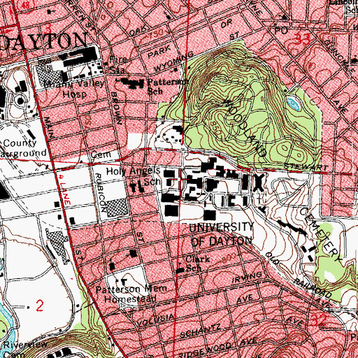 Topographic Map of University of Dayton, OH