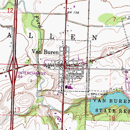 Topographic Map of Van Buren, OH