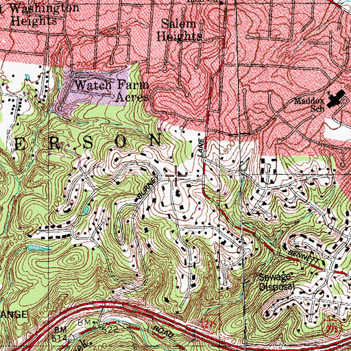 Topographic Map of Watch Farm Acres, OH