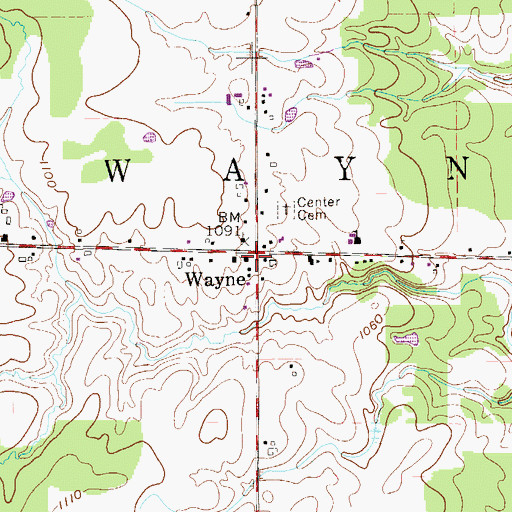 Topographic Map of Wayne, OH