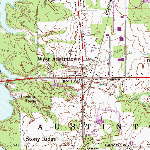 Topographic Map of West Austintown, OH