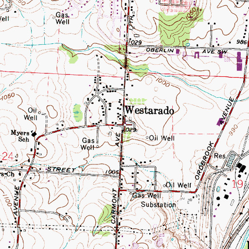 Topographic Map of Westarado, OH