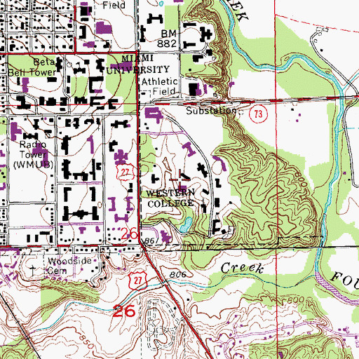 Topographic Map of Western College (historical), OH
