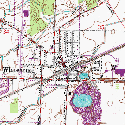 Topographic Map of Whitehouse, OH