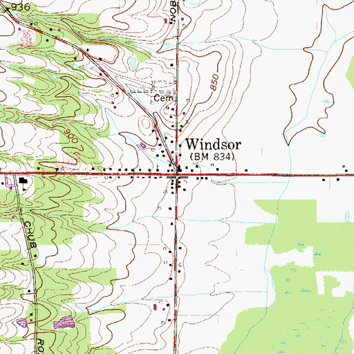 Topographic Map of Windsor, OH