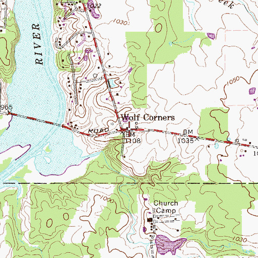 Topographic Map of Wolf Corners, OH