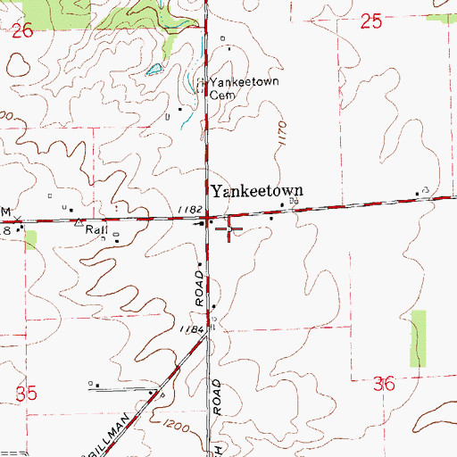 Topographic Map of Yankeetown, OH