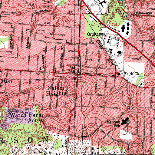 Topographic Map of Zion Church, OH